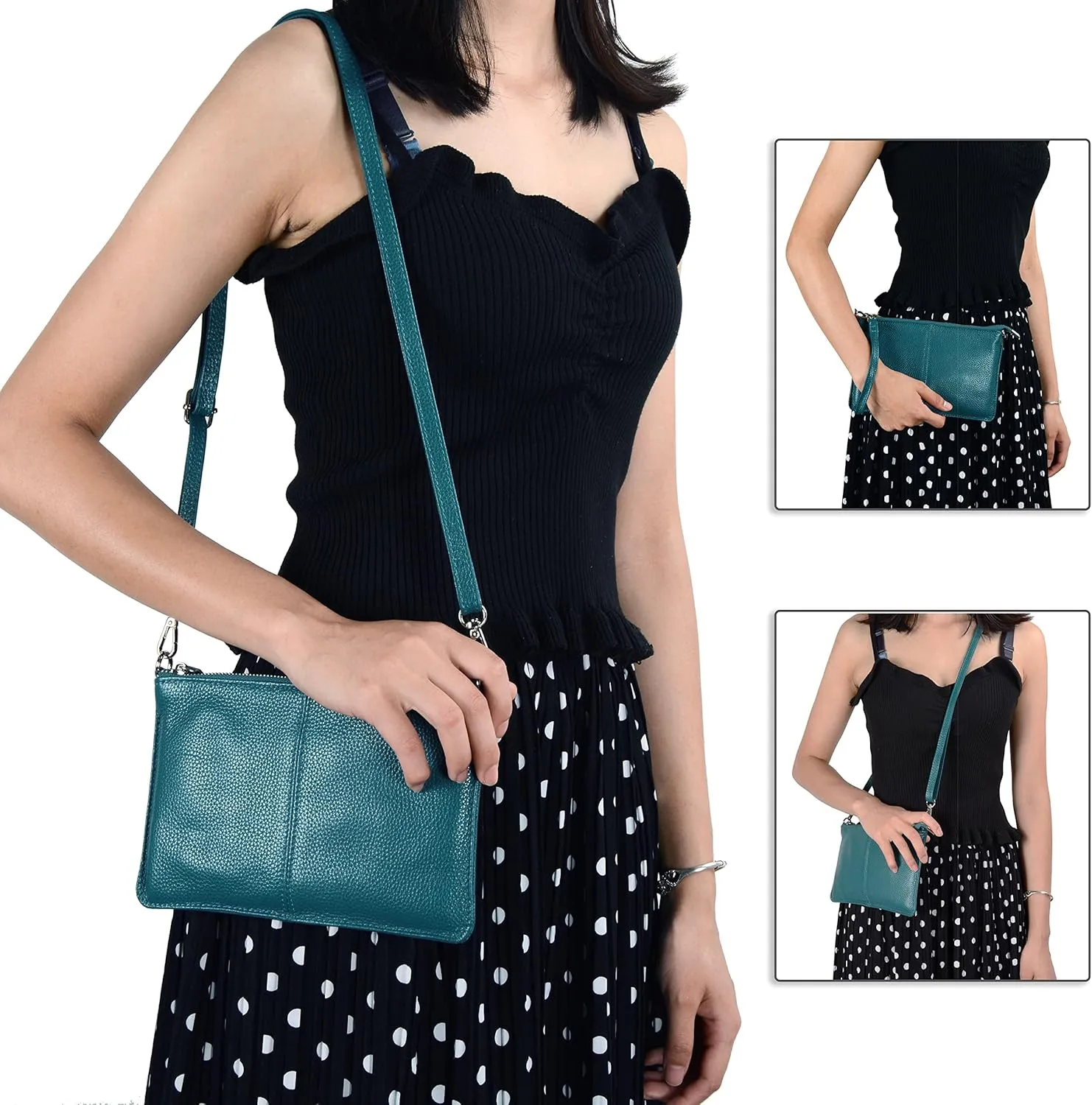 befen Genuine Leather Wristlet Clutch Wallet Purses Small Crossbody Bags for Women with RFID Blocking Card Slots