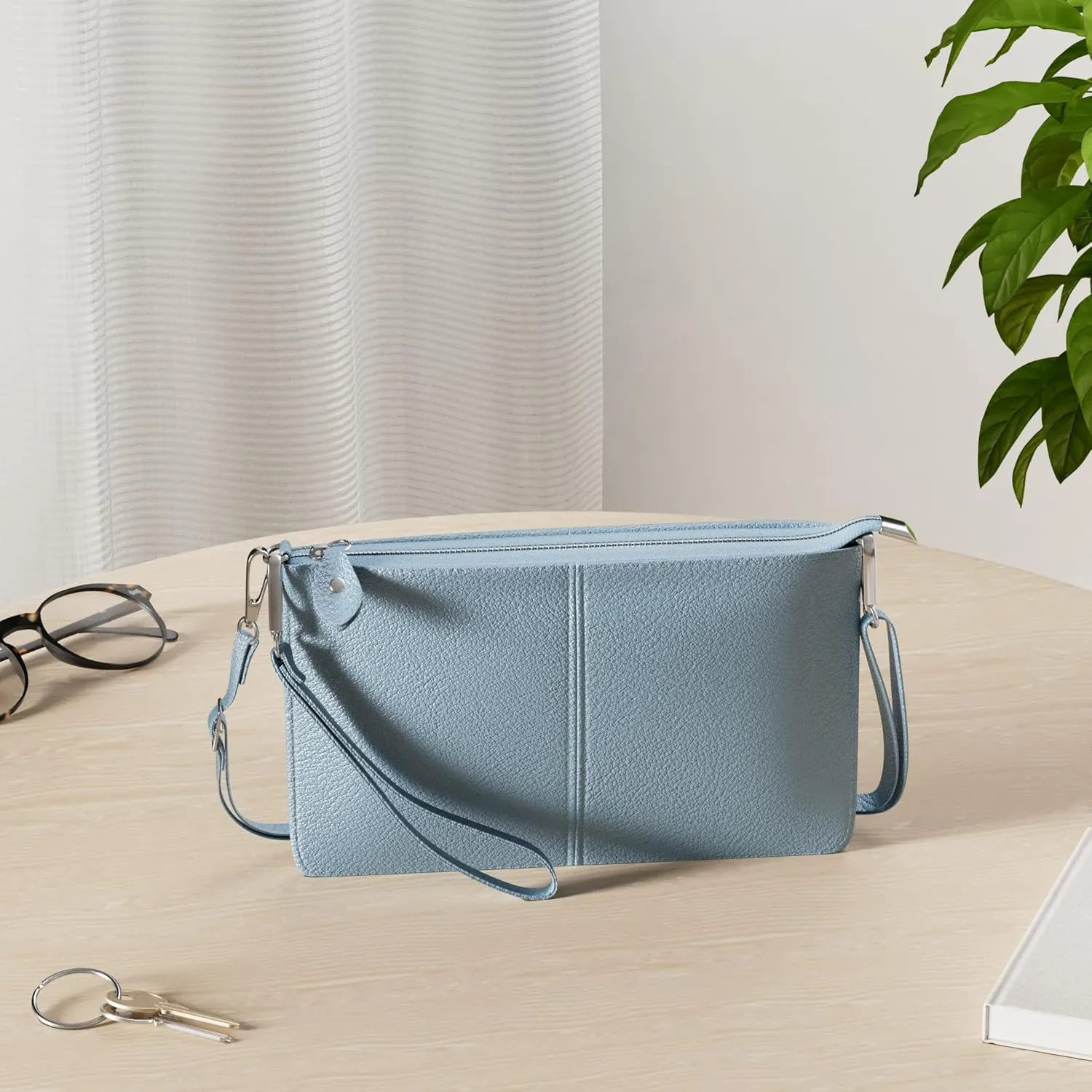 befen Genuine Leather Wristlet Clutch Wallet Purses Small Crossbody Bags for Women with RFID Blocking Card Slots