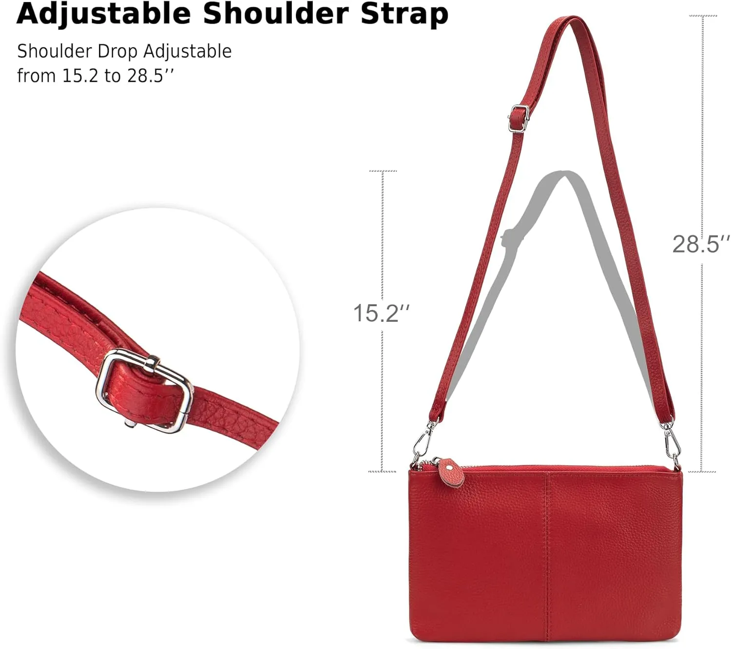befen Genuine Leather Wristlet Clutch Wallet Purses Small Crossbody Bags for Women with RFID Blocking Card Slots