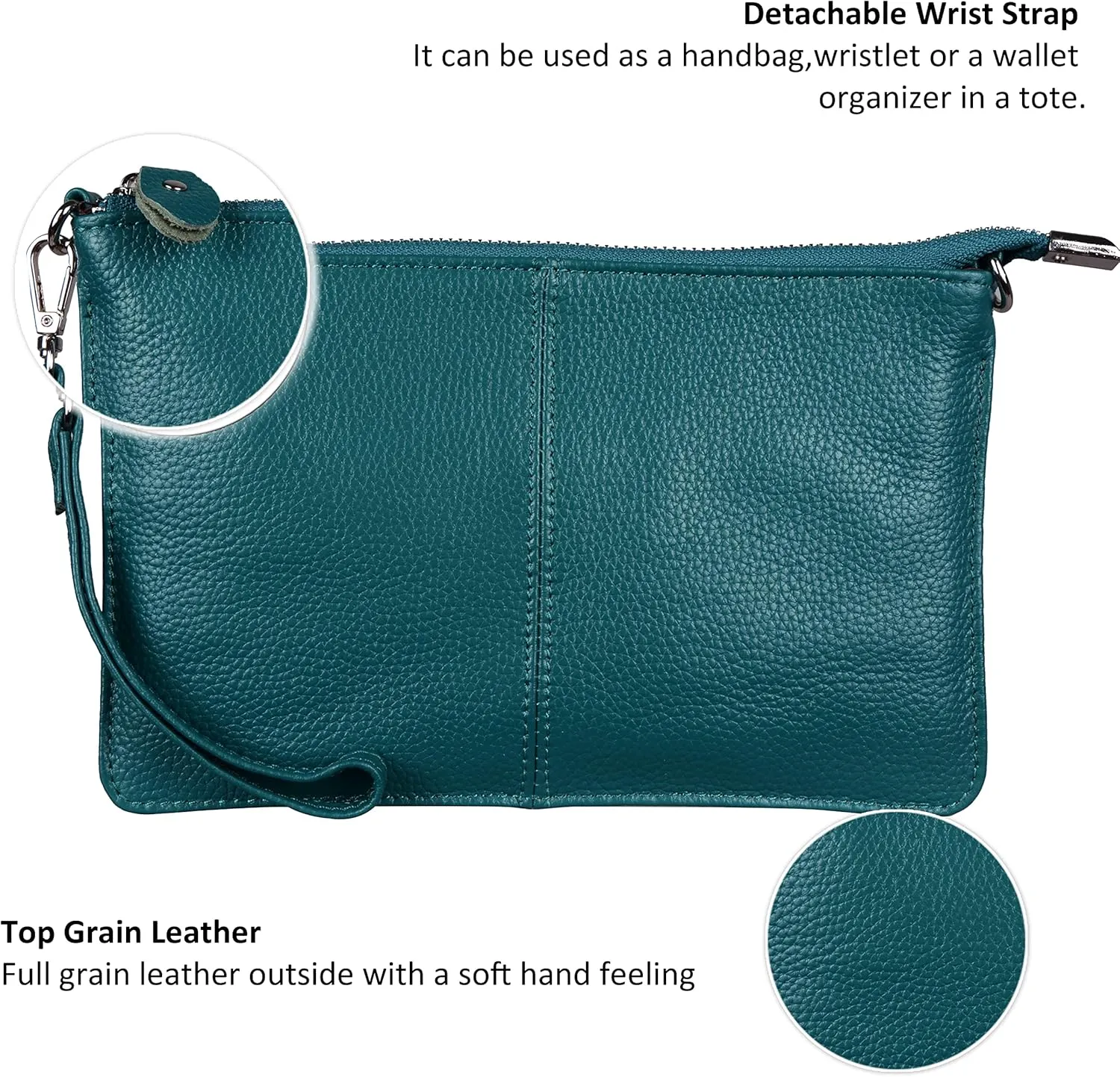 befen Genuine Leather Wristlet Clutch Wallet Purses Small Crossbody Bags for Women with RFID Blocking Card Slots
