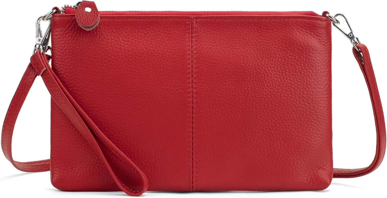 befen Genuine Leather Wristlet Clutch Wallet Purses Small Crossbody Bags for Women with RFID Blocking Card Slots