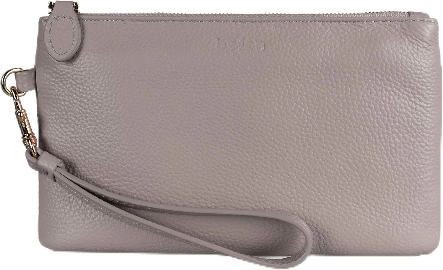 befen Women's Genuine Italian Leather Wristlet Clutch Wallet Purse, Gold Zipper