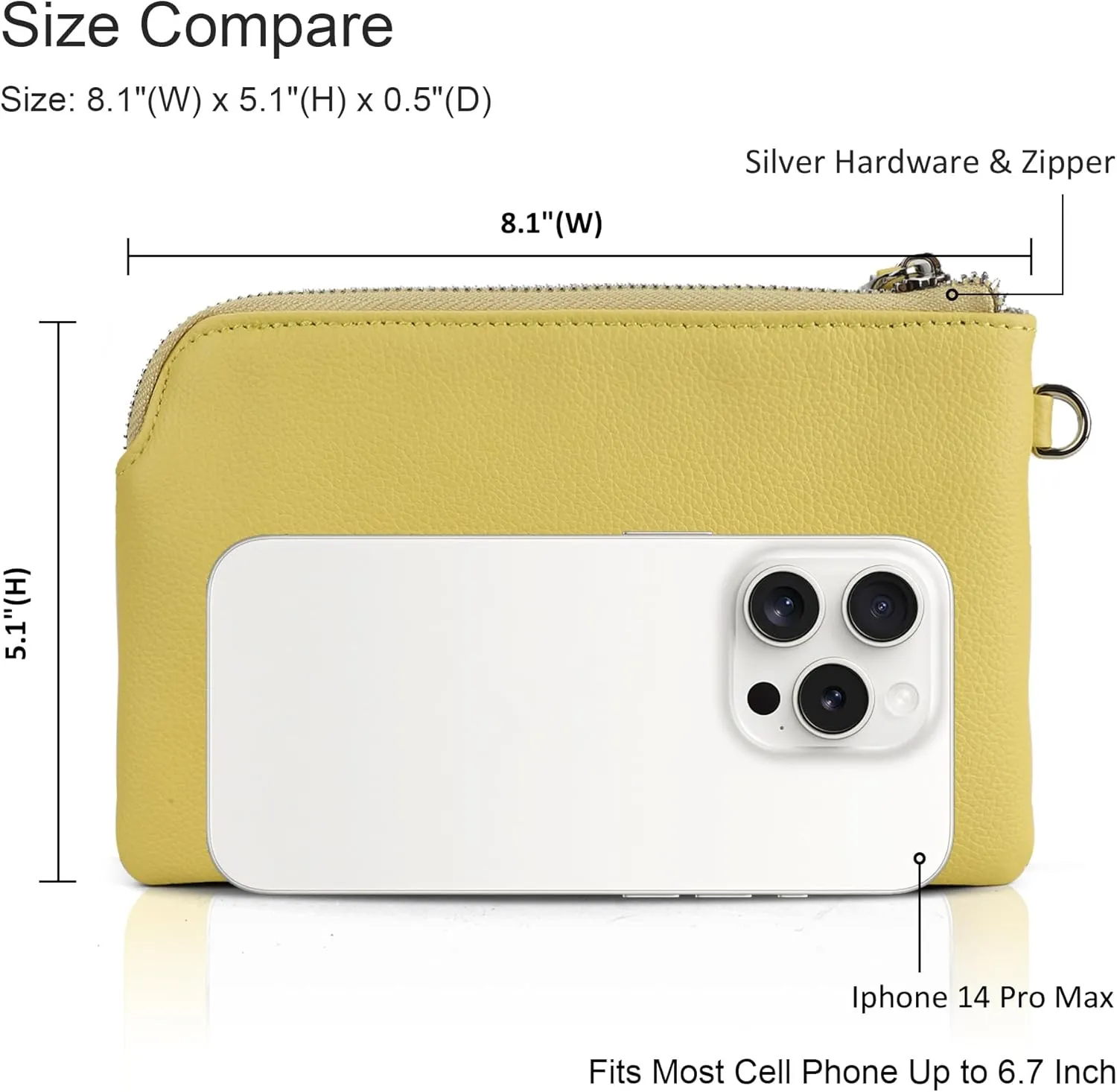 befen Women's Genuine Leather Wristlet Clutch Purse Ladies Slim Corner Zip Wallets, Silver Zipper