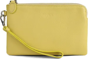 befen Women's Genuine Leather Wristlet Clutch Purse Ladies Slim Corner Zip Wallets, Silver Zipper