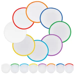 BENECREAT 32Pcs 8 Colors Rainbow Edge White Foldable Fan, 9.8inch Nylon Sublimation Fans Foldable Flying Disc Fans Colorful Edge Fan Set with Bag for Wedding Summer Outdoor Activity
