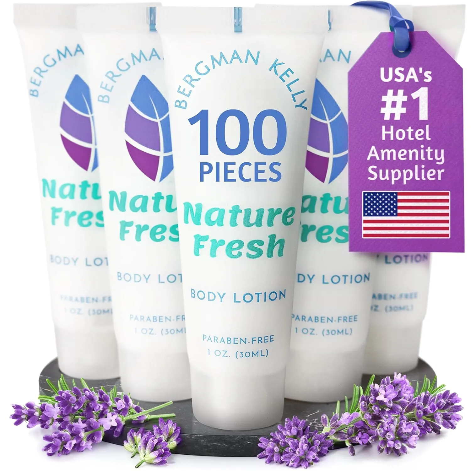 BERGMAN KELLY - Travel Size Lotion - 1 fl oz, 100 PK, Nature Fresh - Delight Your Guests with Refreshing & Soothing Body Lotion - Quality Mini and Small Size Guest Hotel Toiletries in Bulk