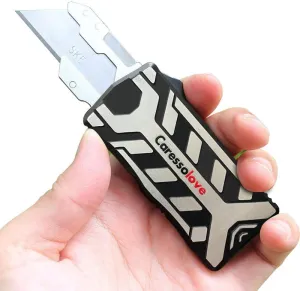 Best Aluminum Alloy Auto Retractable Box Cutter, Replaceable Safety Blade EDC Pocket Knife, Heavy Duty Self Retracting Small Utility Knives With Clip, Black With 5 Extra Blades