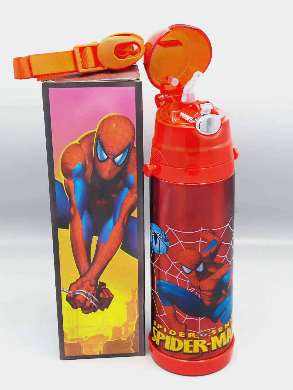 Best Quality Spiderman School Water Bottle For Boys - Hot Cold Resistant , Vacuum Cup For Kids, Travel Friendly