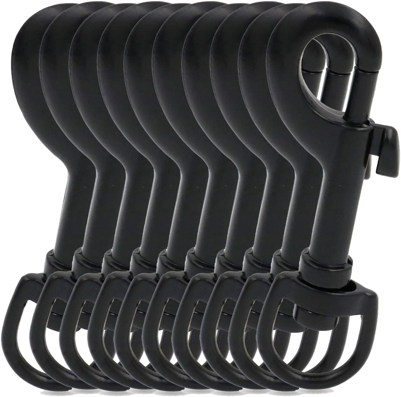 BIKICOCO 3/5'' Swivel Bolt Snap Hook Lobster Claw Clasp Trigger Spring Loaded Clip, D-Ring Ended, Black - Pack of 10