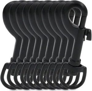 BIKICOCO 3/5'' Swivel Bolt Snap Hook Lobster Claw Clasp Trigger Spring Loaded Clip, D-Ring Ended, Black - Pack of 10