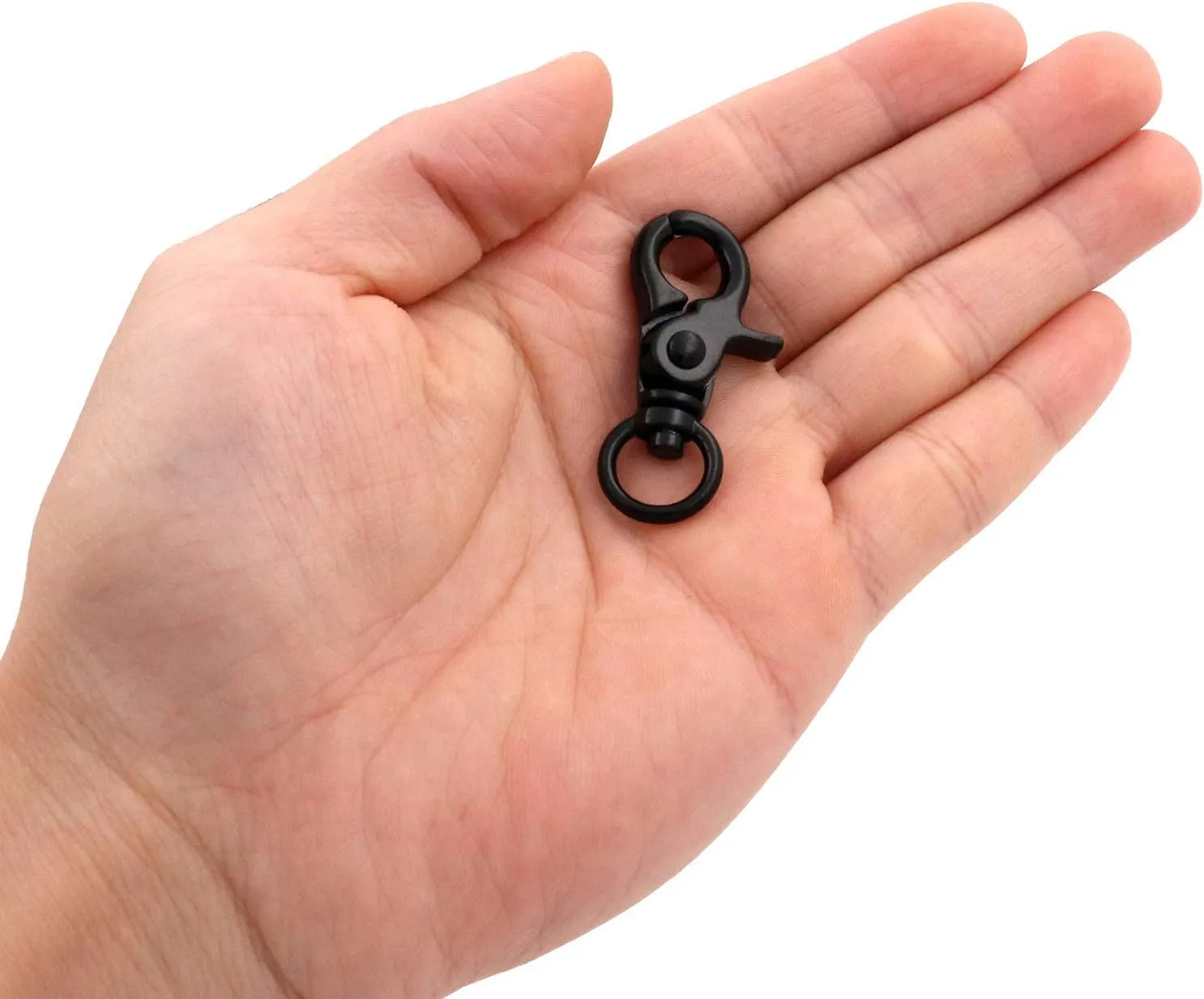 BIKICOCO 3/8'' Swivel Trigger Snap Hook Lobster Claw Clasp Spring Loaded Clip, O-Ring Ended, Black - Pack of 30