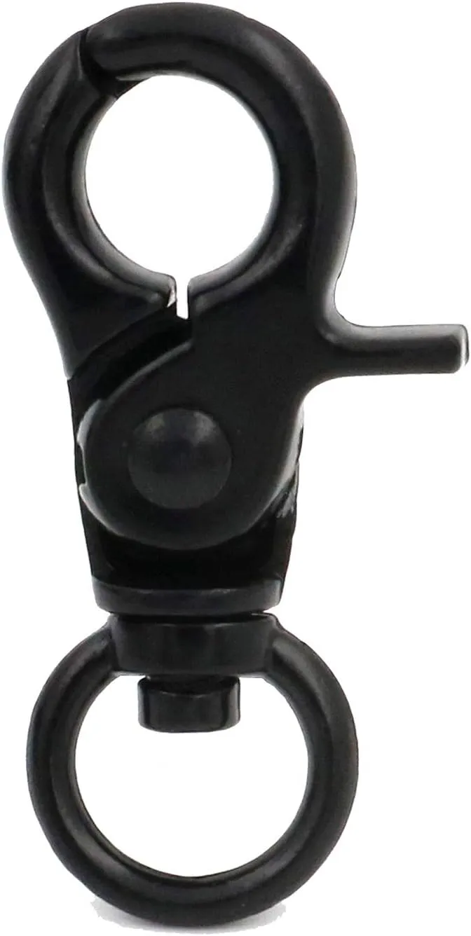 BIKICOCO 3/8'' Swivel Trigger Snap Hook Lobster Claw Clasp Spring Loaded Clip, O-Ring Ended, Black - Pack of 30