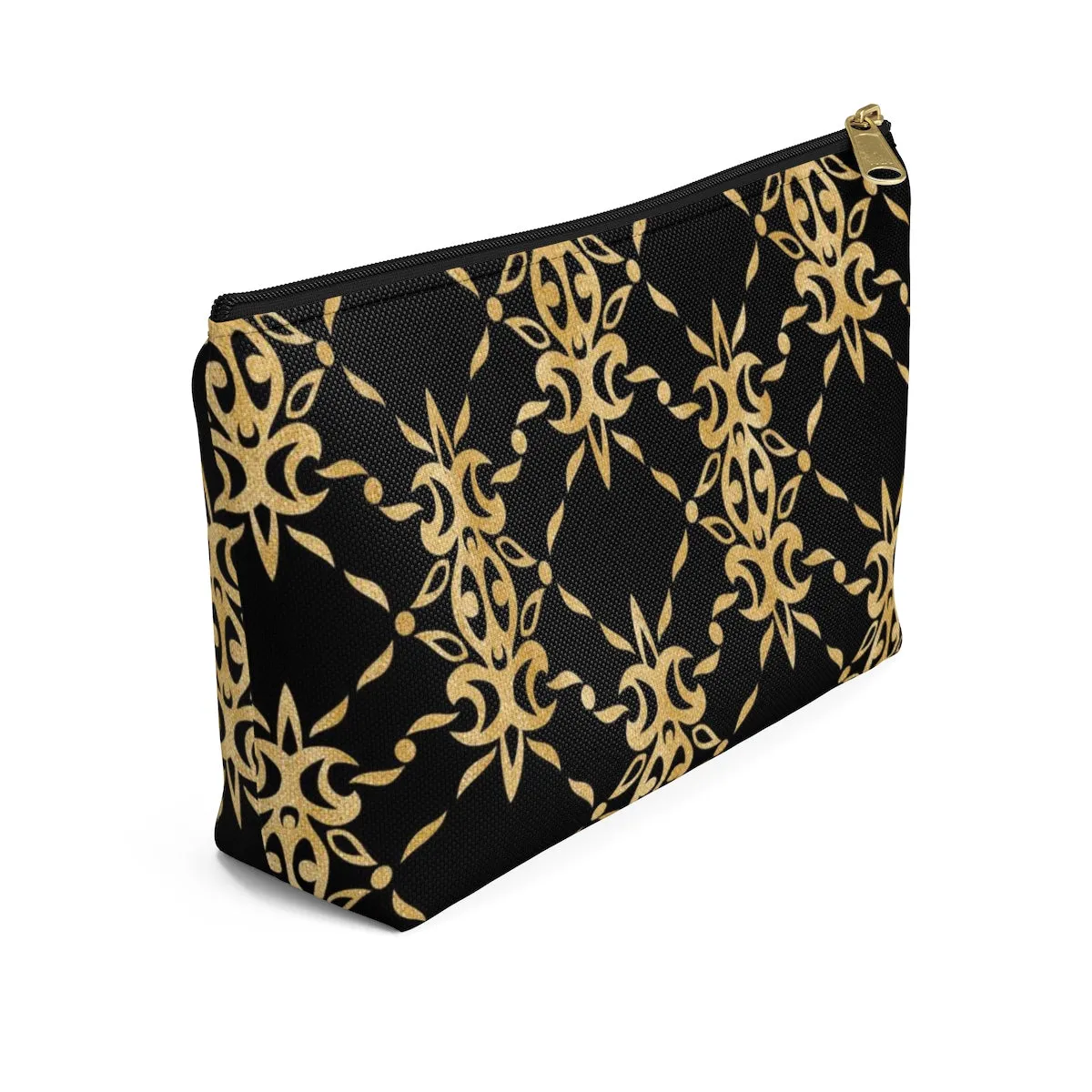 Black and Gold Accessory Pouch w T-bottom