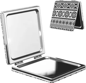 Black Aztec Navajo Small Makeup Mirror Portable Travel Cosmetic Mirror Folding Small Pocket Mirror