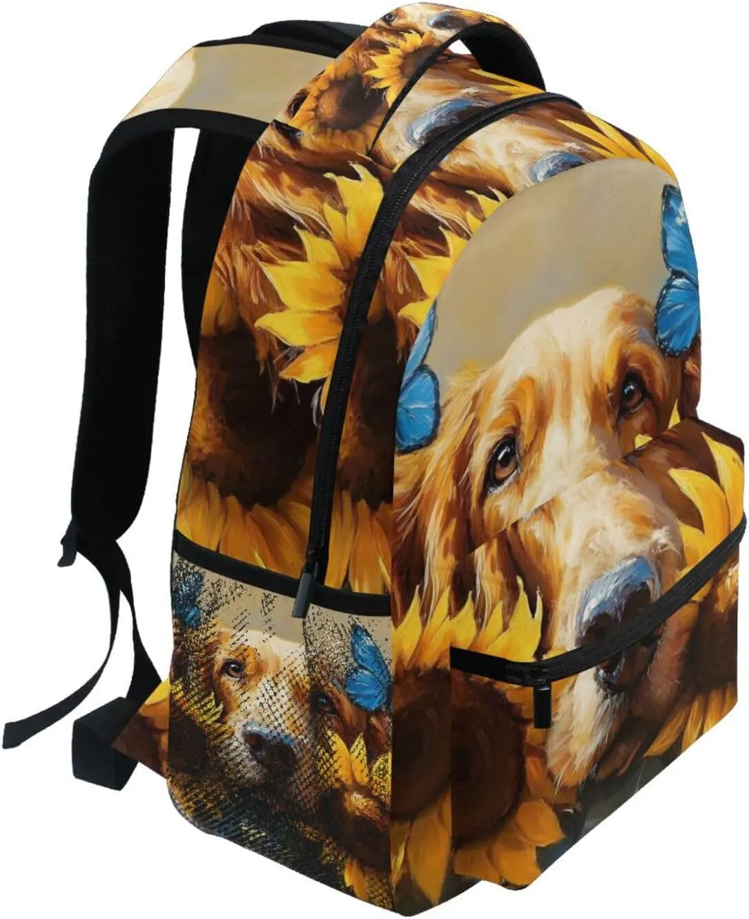 Bloodhound Dog Cute Sunflower Backpack for School Girls Boys - Book Bag Laptop Travel Backpack Daypack M