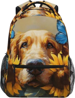 Bloodhound Dog Cute Sunflower Backpack for School Girls Boys - Book Bag Laptop Travel Backpack Daypack M