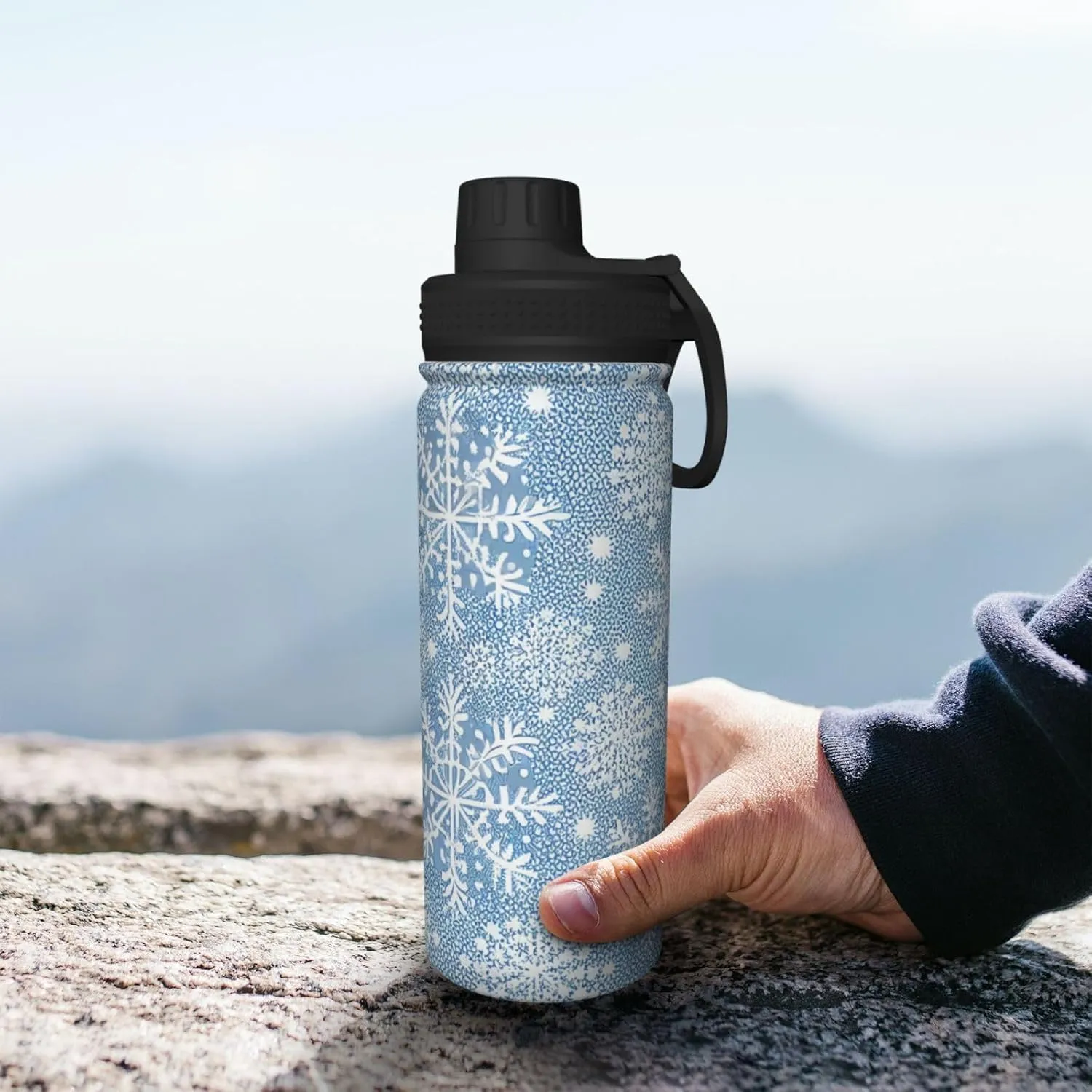 Blue And Purple Glitter Print pattern Water Bottles Insulated 18 oz,Insulated Double Walled Leak Proof Sports Water Bottle，Thermo Mug Keep Cold and Hot,Blue And Purple