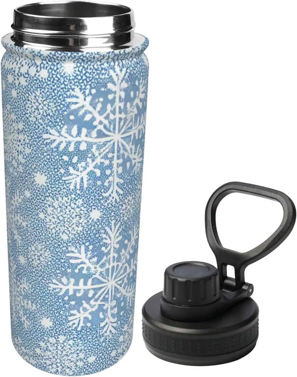 Blue And Purple Glitter Print pattern Water Bottles Insulated 18 oz,Insulated Double Walled Leak Proof Sports Water Bottle，Thermo Mug Keep Cold and Hot,Blue And Purple