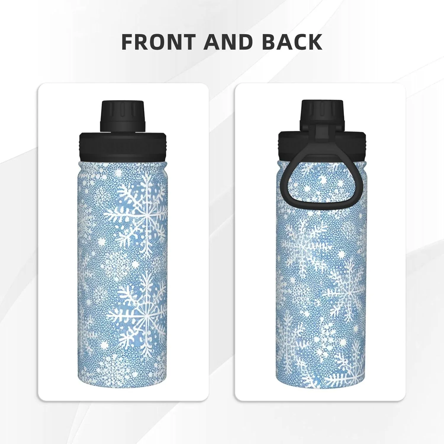 Blue And Purple Glitter Print pattern Water Bottles Insulated 18 oz,Insulated Double Walled Leak Proof Sports Water Bottle，Thermo Mug Keep Cold and Hot,Blue And Purple