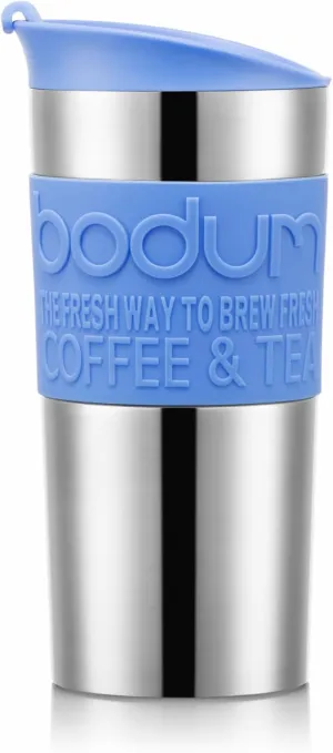 Bodum 12oz Double Wall Insulated Travel Mug with Lid, Stainless Steel w/Silicone Sleeve, Matisse