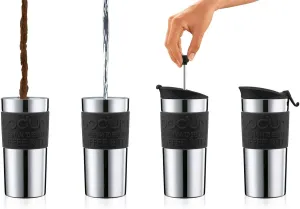 BODUM Travel French Press Coffee Maker, Vacuum, Small, 0.35 L - Black