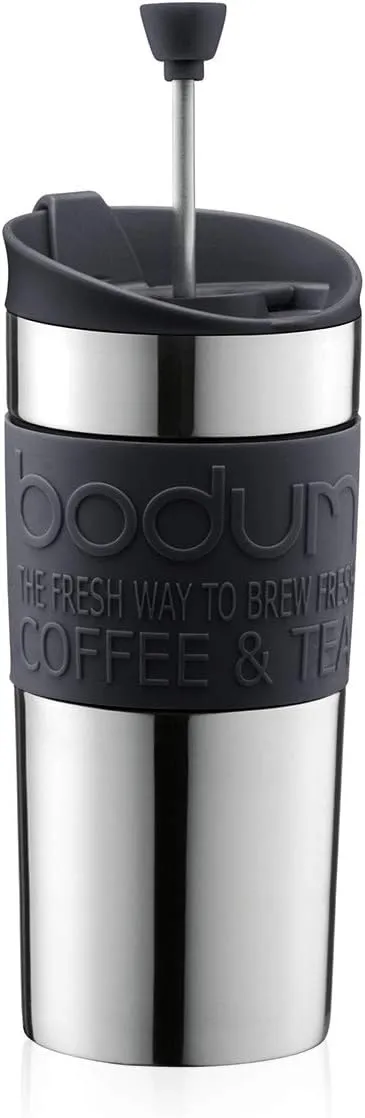 BODUM Travel French Press Coffee Maker, Vacuum, Small, 0.35 L - Black