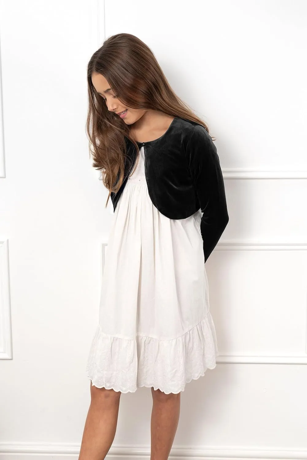 BOLEROSE Girls Long Sleeve Velvet Childrens Kids Sweater Bolero Shrug