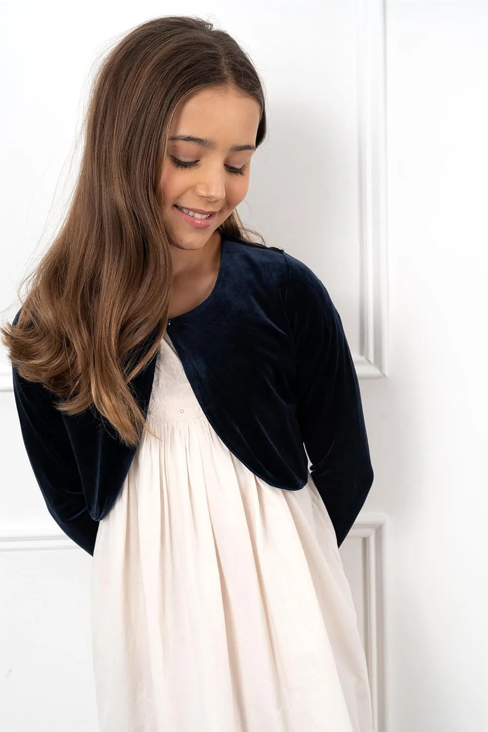 BOLEROSE Girls Long Sleeve Velvet Childrens Kids Sweater Bolero Shrug