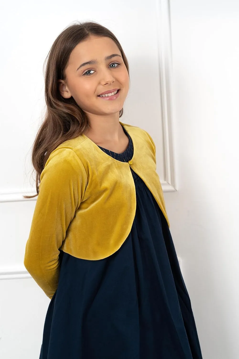 BOLEROSE Girls Long Sleeve Velvet Childrens Kids Sweater Bolero Shrug