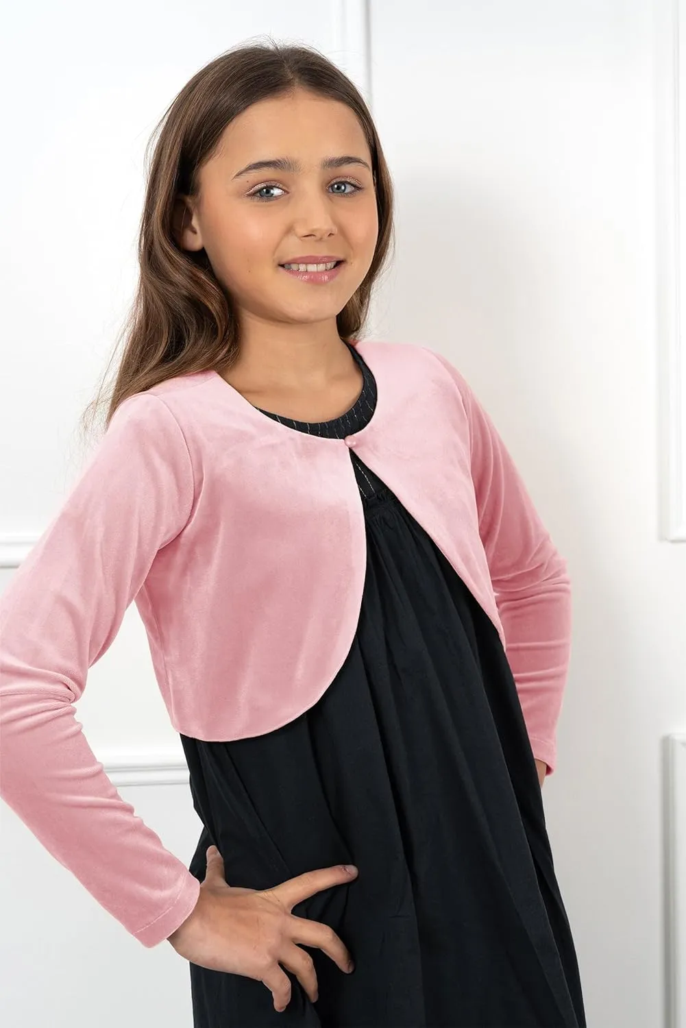 BOLEROSE Girls Long Sleeve Velvet Childrens Kids Sweater Bolero Shrug