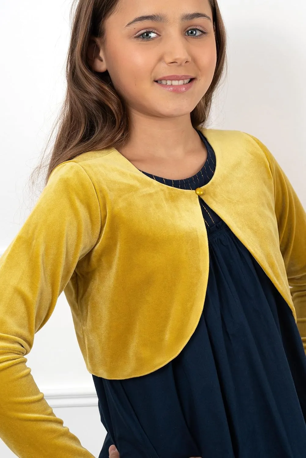 BOLEROSE Girls Long Sleeve Velvet Childrens Kids Sweater Bolero Shrug