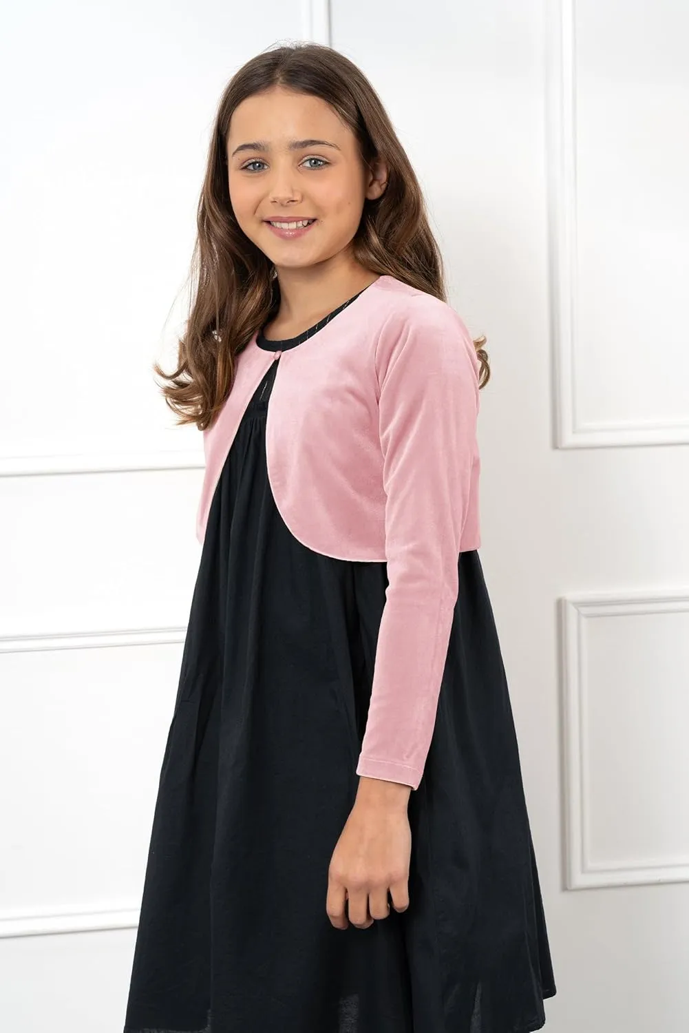 BOLEROSE Girls Long Sleeve Velvet Childrens Kids Sweater Bolero Shrug