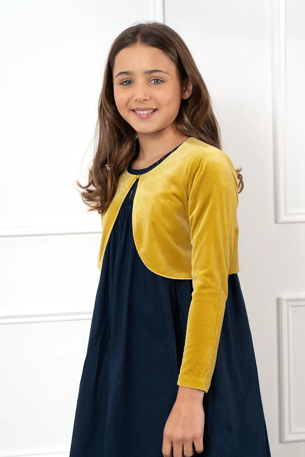 BOLEROSE Girls Long Sleeve Velvet Childrens Kids Sweater Bolero Shrug