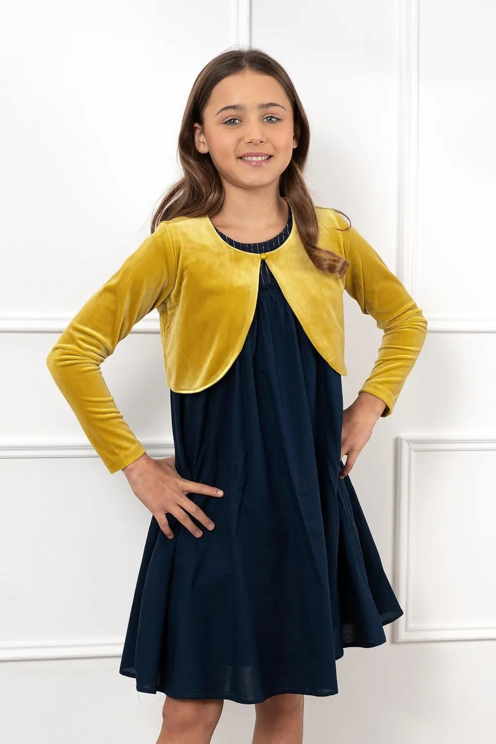 BOLEROSE Girls Long Sleeve Velvet Childrens Kids Sweater Bolero Shrug