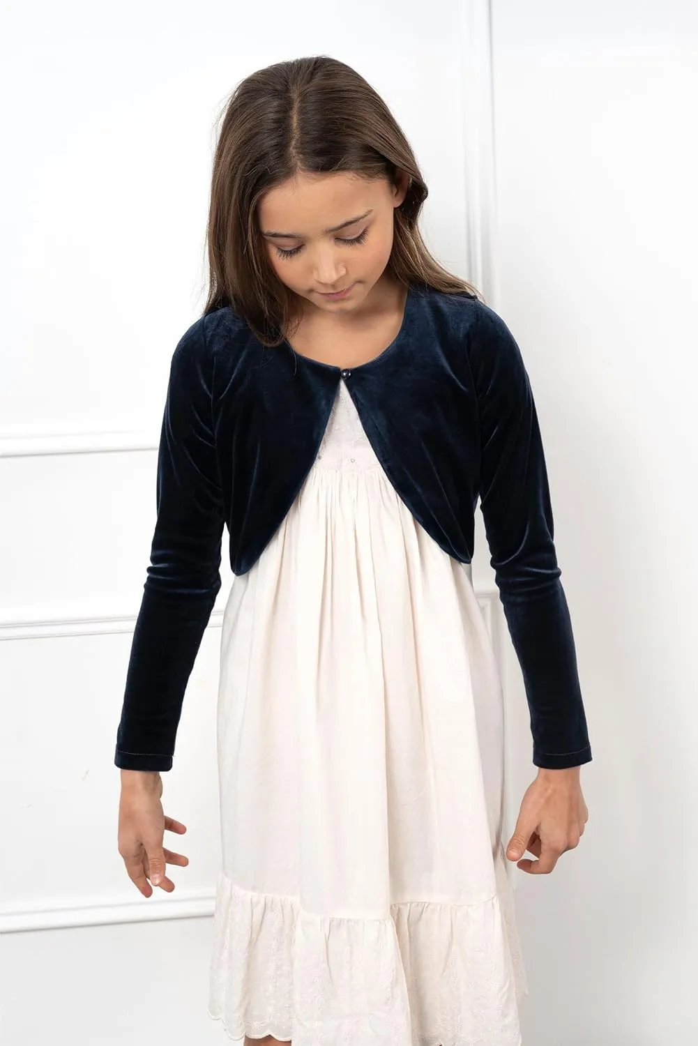 BOLEROSE Girls Long Sleeve Velvet Childrens Kids Sweater Bolero Shrug