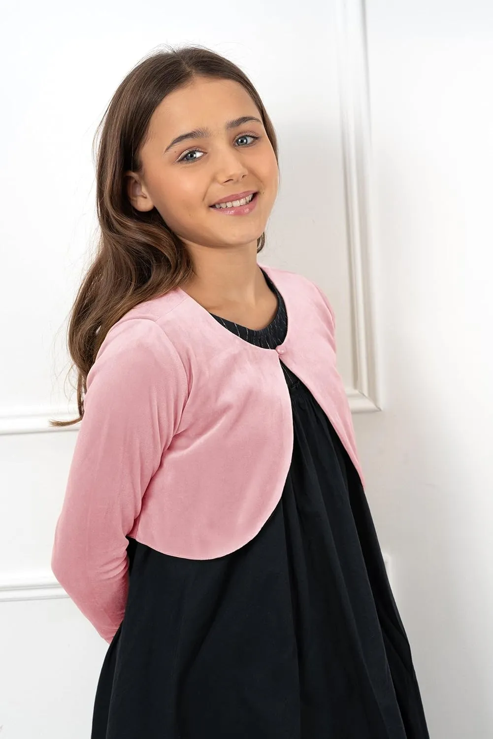 BOLEROSE Girls Long Sleeve Velvet Childrens Kids Sweater Bolero Shrug