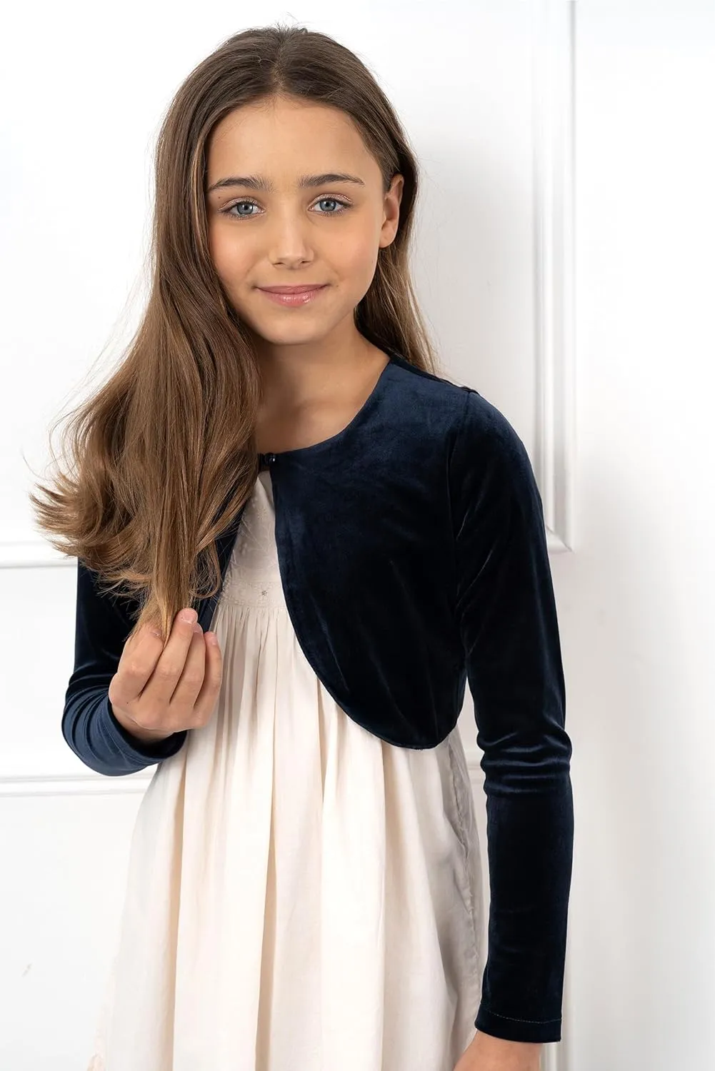 BOLEROSE Girls Long Sleeve Velvet Childrens Kids Sweater Bolero Shrug