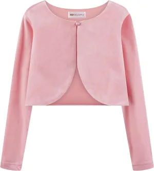 BOLEROSE Girls Long Sleeve Velvet Childrens Kids Sweater Bolero Shrug