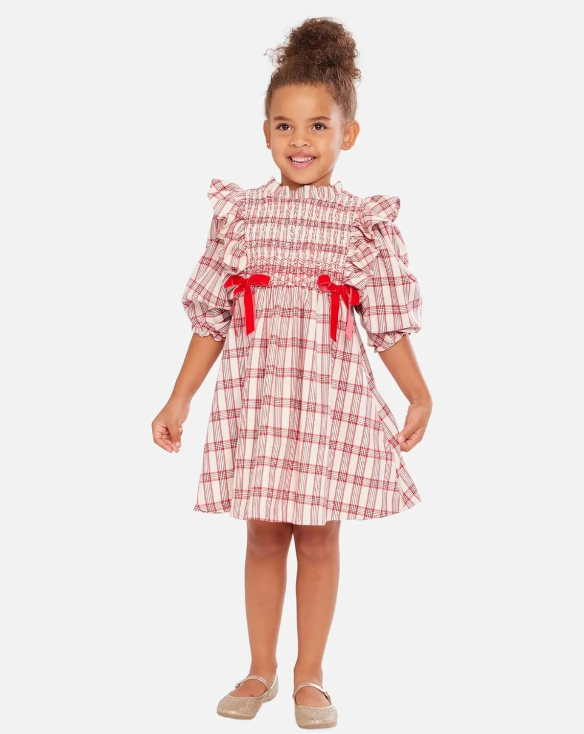 Bonnie Jean Girls 3M-6X Smocked Pinafore Ruffle Woven Dress