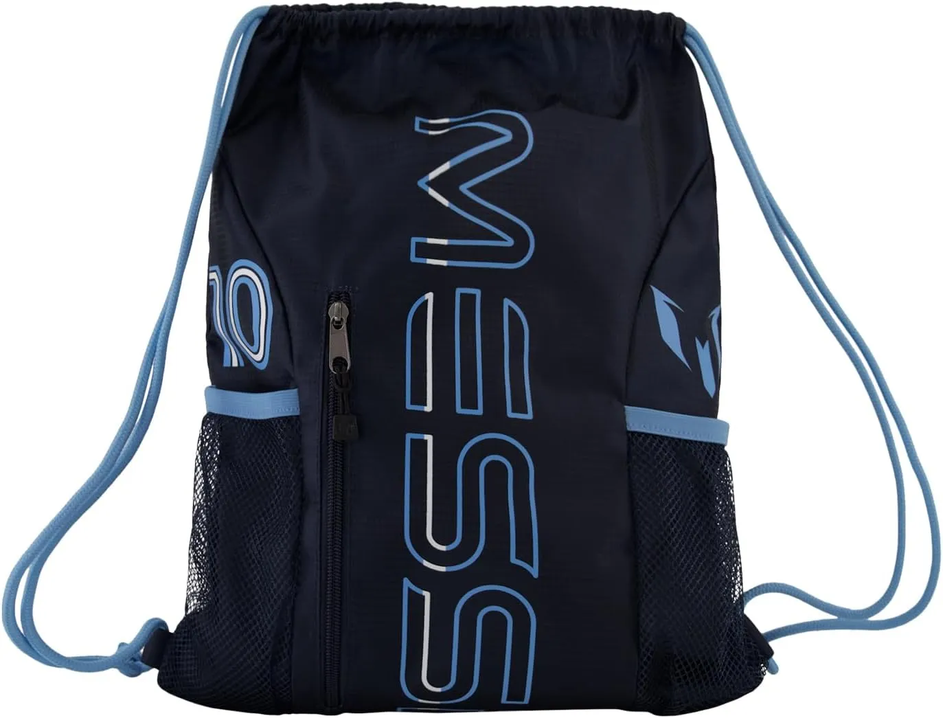 Boys' Lifestyle Drawstring Bag, Front & Water Bottle Pocket, Dark Blue, One Size