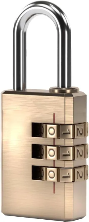 Brass Combination Lock, 3 Digit Combination Padlock Set Your own Small Combination Locks for Gym Locker Locks, Suitcase, School, Doors, Toolbox, Hasps and Storage Padlock (L)