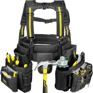Bravex Tool Belt Suspenders, Tool Vest Pro Ultra 20 Bags Y-Style Toolbelt 5 Combo Apron Tool Pouch For Framers Carpenter Electrician 1200D Ballistic Nylon