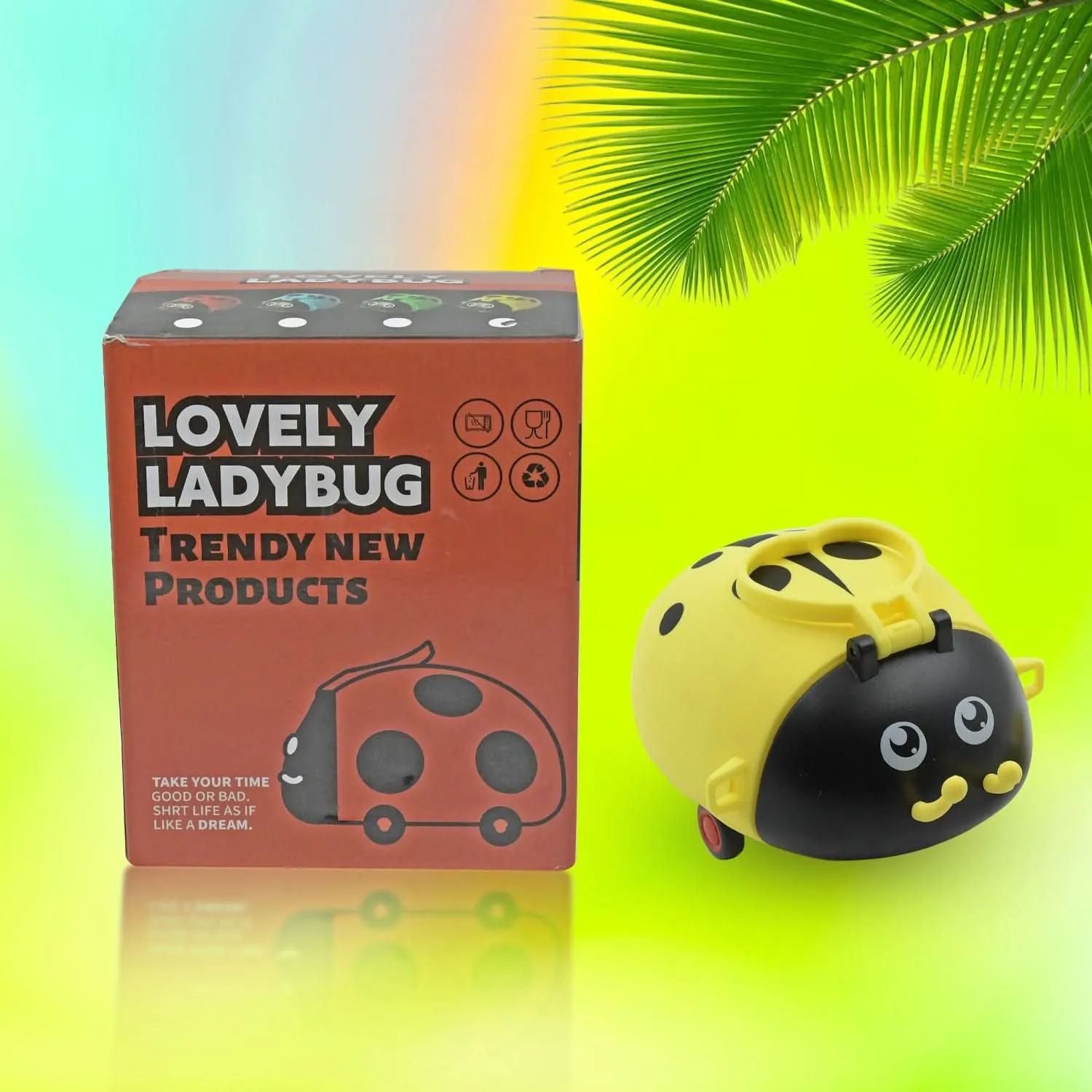 Bug-Shaped Kids Water Bottle with Wheels, Straw & Strap – 1L