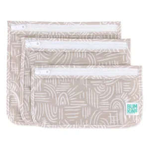 Bumkins Travel Bag, Toiletry, Baby, TSA Approved Pouch, Zip Bag, Quart Size Airline Compliant, Clear-Sided, Diaper Bag Organization, Makeup, Accessories, Set of 3 Sizes, Desert Boho