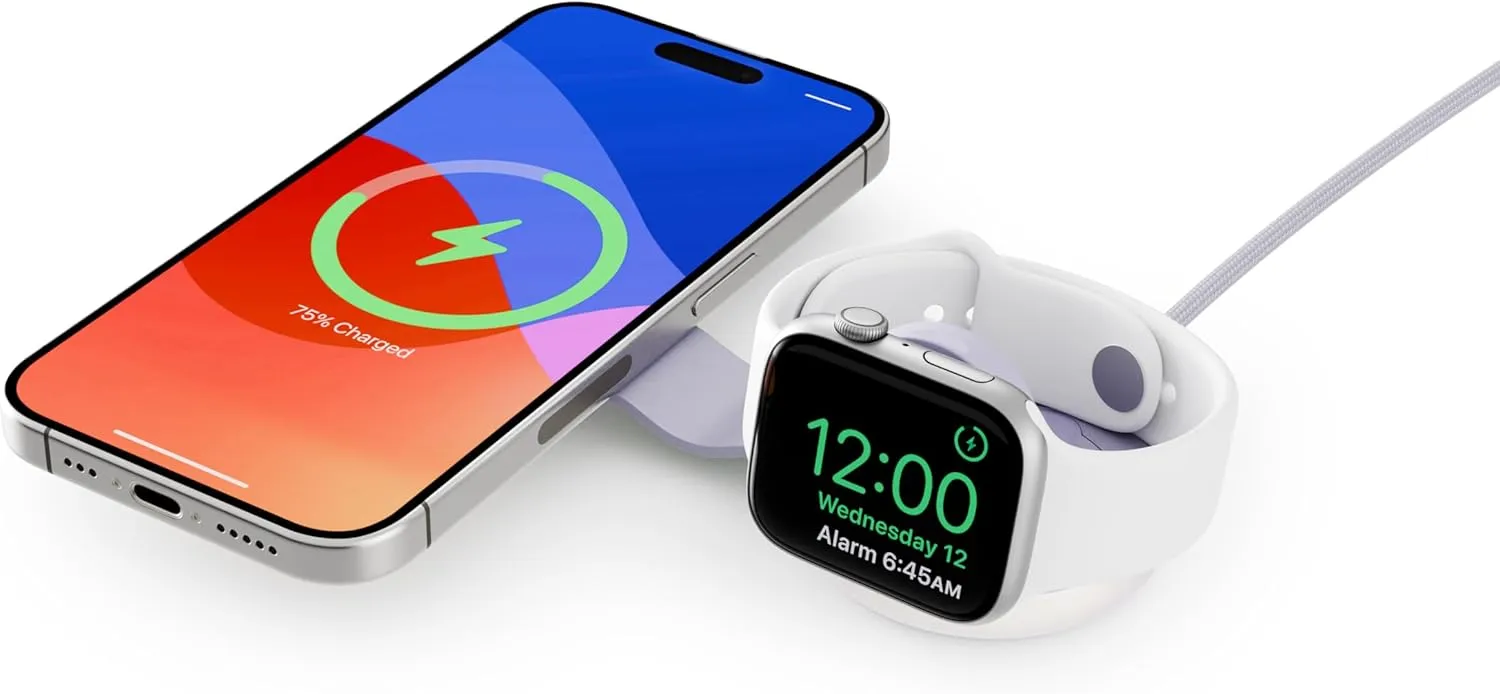 Butterfly SE 2-in-1 Compact Foldable Wireless Travel Charger, 15W MagSafe Duo Charging for iPhone, Airpods, and Apple Watch, Iridescent