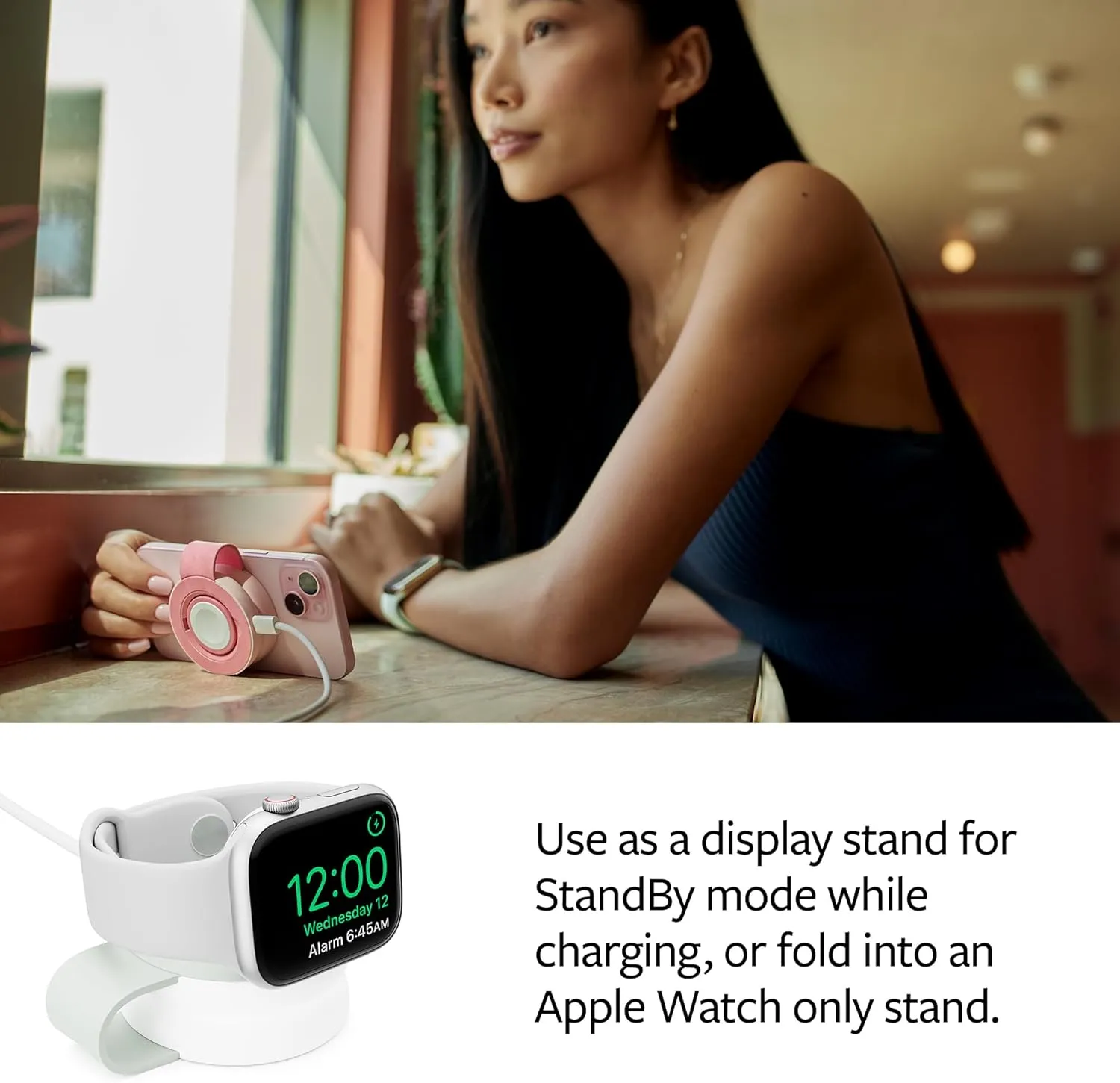 Butterfly SE 2-in-1 Compact Foldable Wireless Travel Charger, 15W MagSafe Duo Charging for iPhone, Airpods, and Apple Watch, White