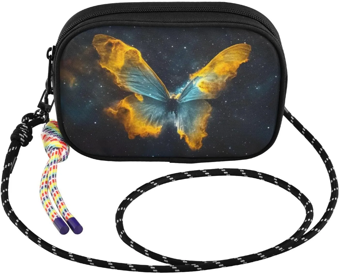Butterfly Yellow Nebula Crossbody Bag for Women Cell Phone Purses Women's Small Shoulder Handbags Wallet Purse with Strap