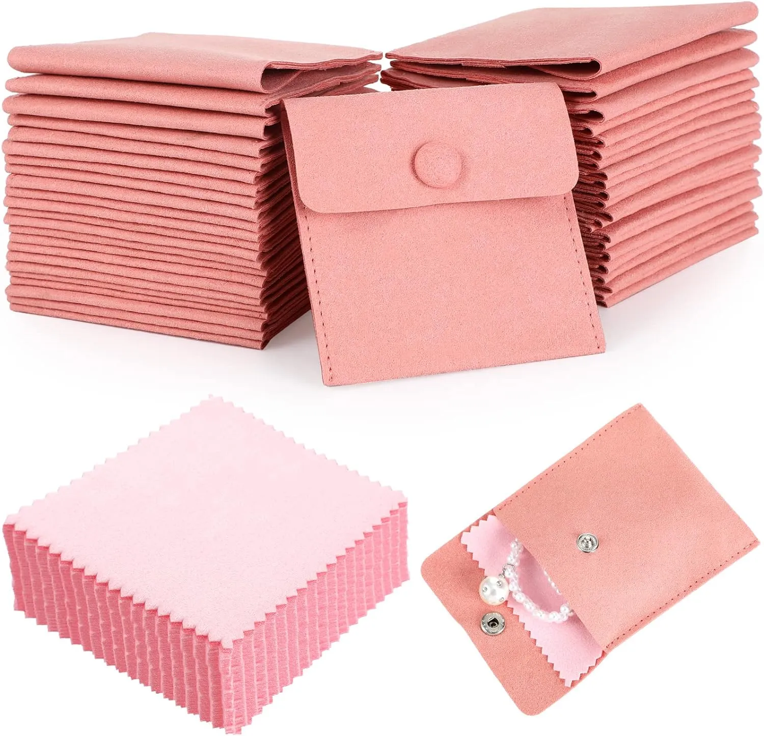 Button Envelop Microfiber Jewelry  Pouch 100 Units
