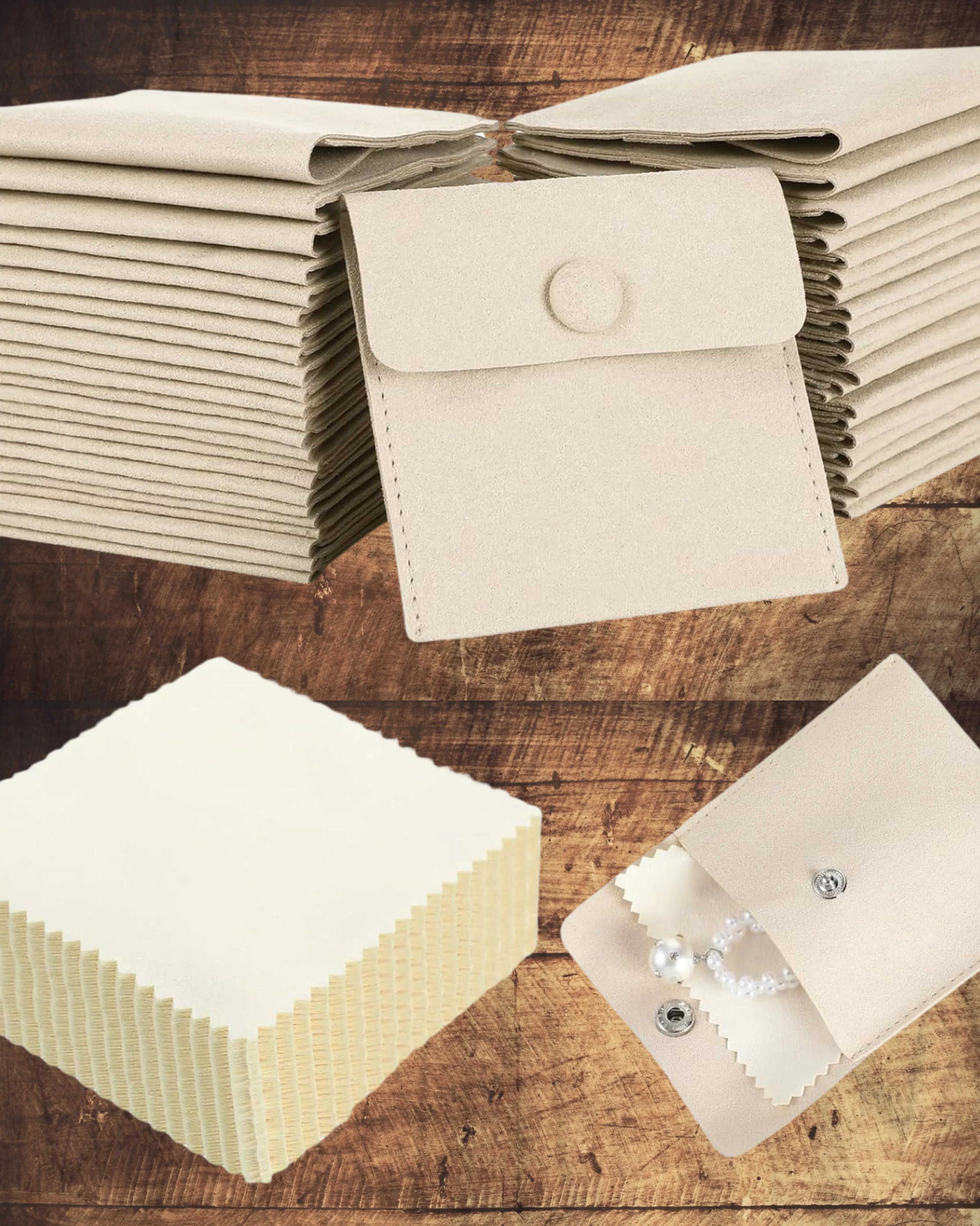 Button Envelop Microfiber Jewelry  Pouch 100 Units