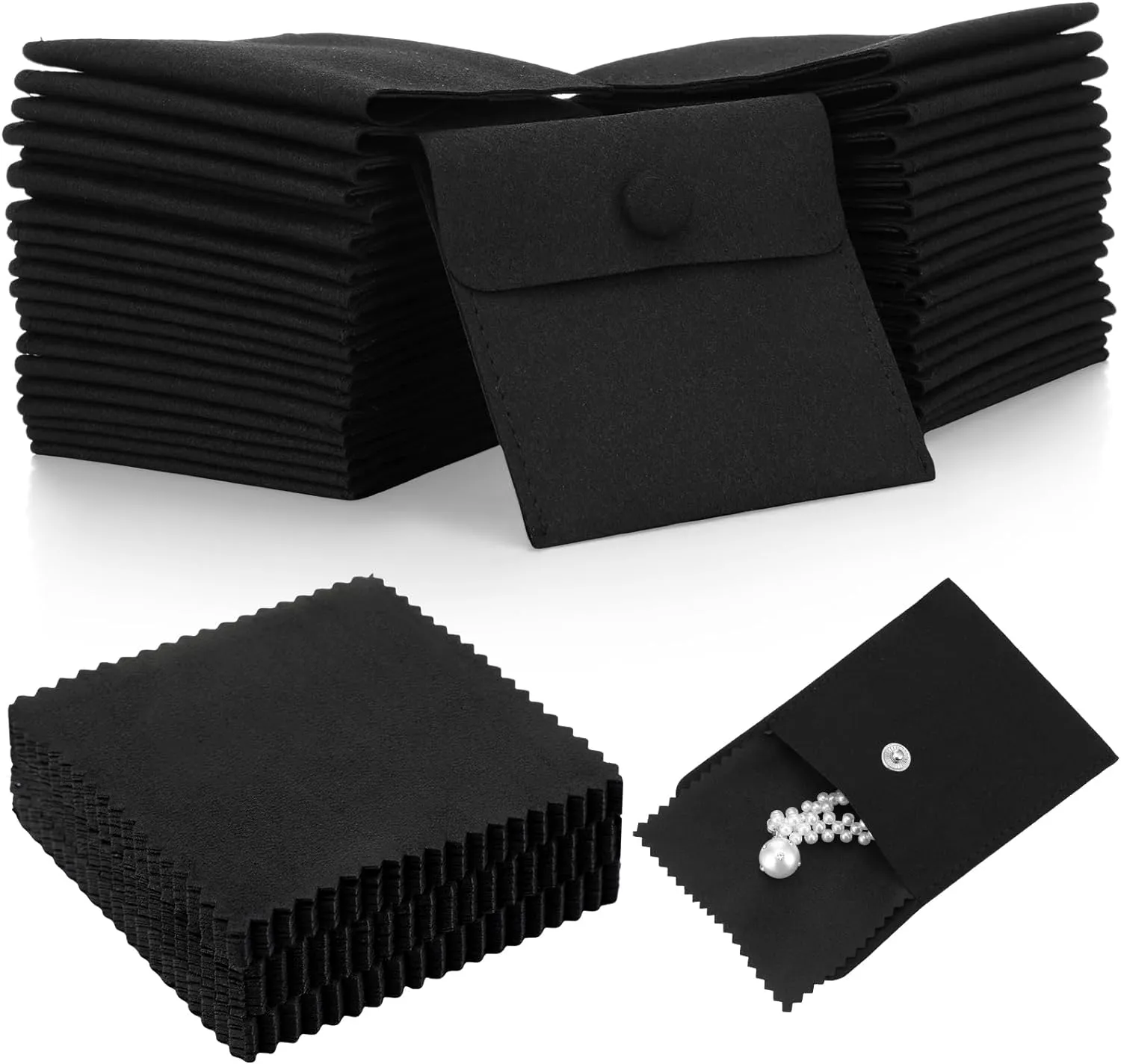 Button Envelop Microfiber Jewelry  Pouch 100 Units